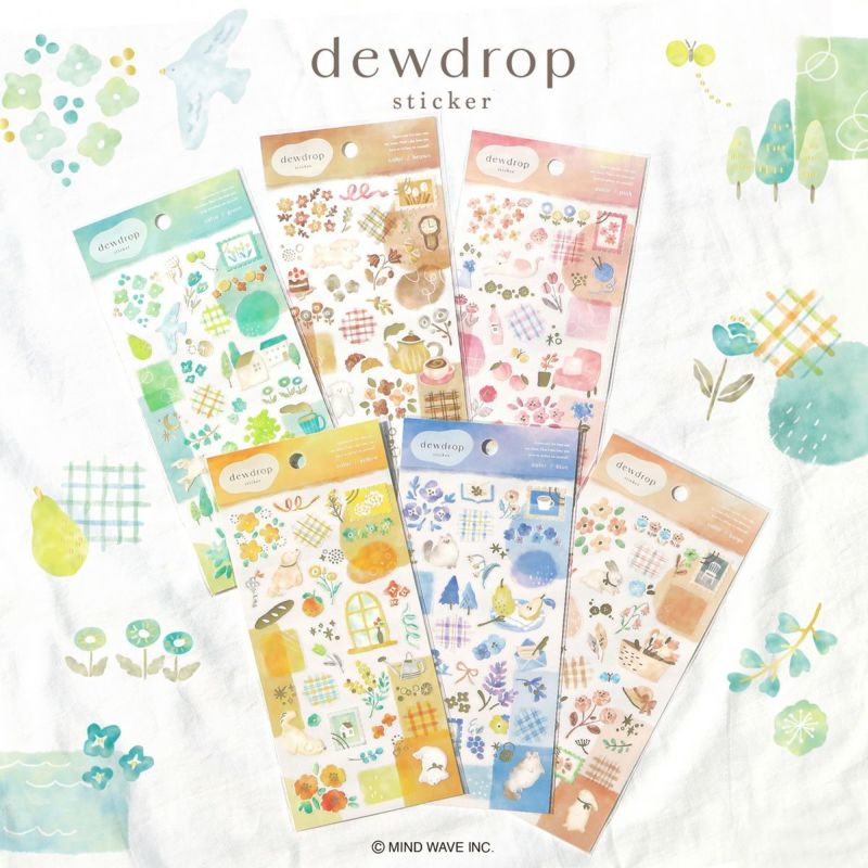 Mind Wave / Dewdrop Stickers - Dog & Flowers