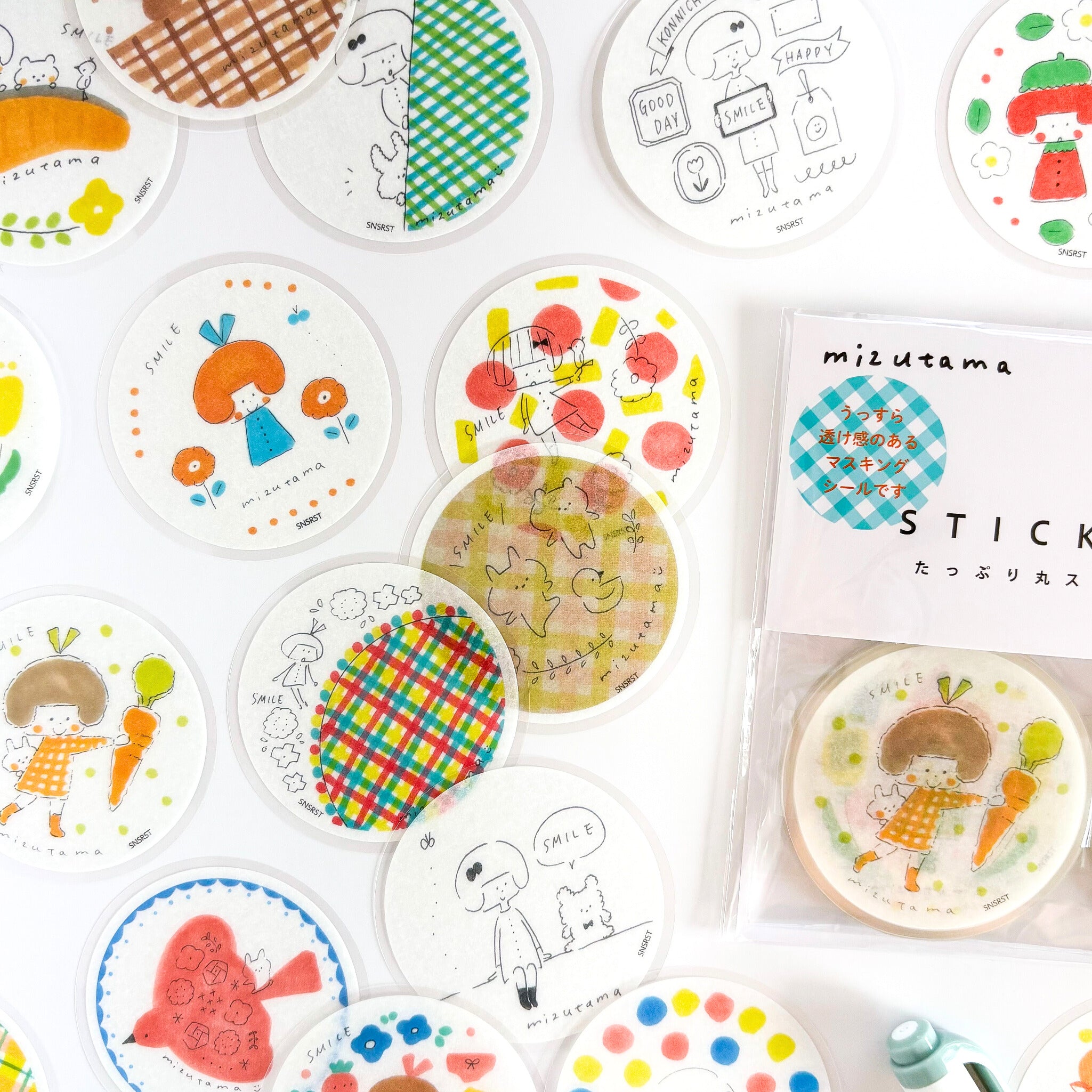 mizutama / Limited Edition / Circle Flake Stickers (light bule / 50 different stickers)