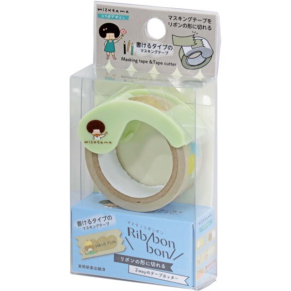 mizutama / Limited Edition / 2-Way Ribonbon Tape Cutter (green / zigzag)