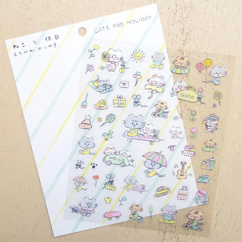 えちがわのりゆき / シール「ねこと休日」