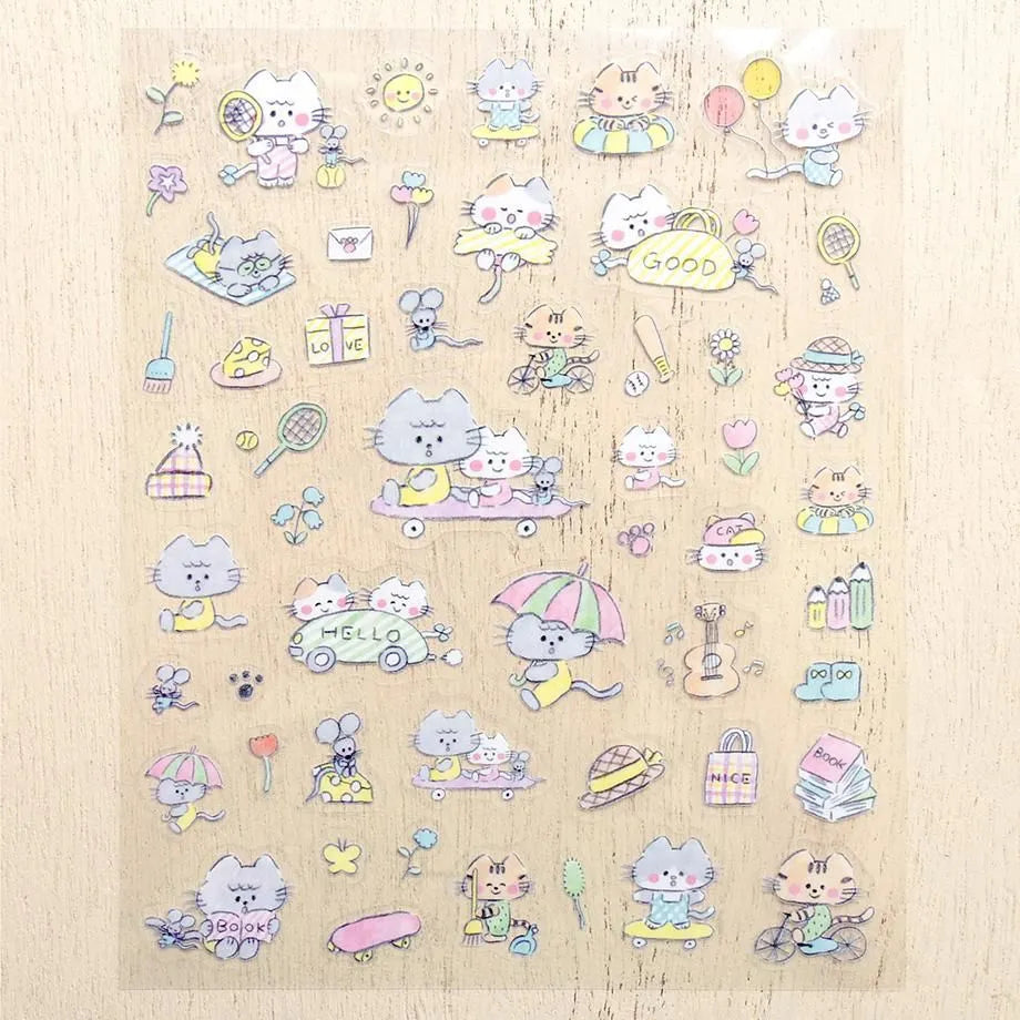 えちがわのりゆき / シール「ねこと休日」