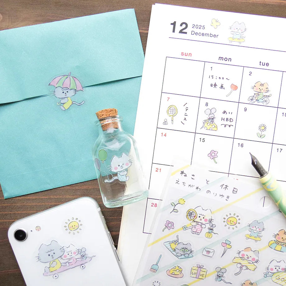 えちがわのりゆき / シール「ねこと休日」