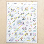 えちがわのりゆき / シール「ねこと休日」