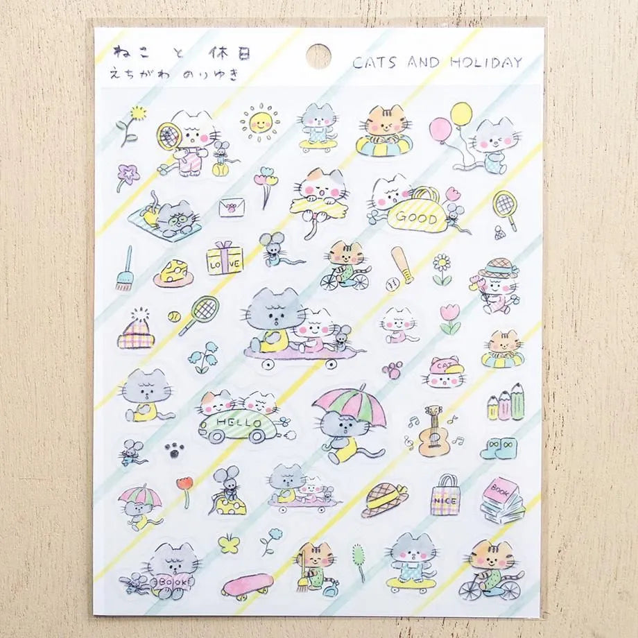 えちがわのりゆき / シール「ねこと休日」