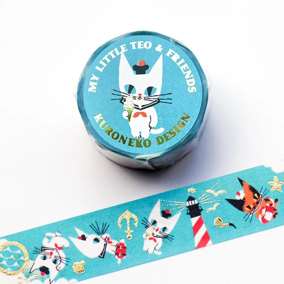 黒ねこ意匠 / 箔押しマスキングテープ「MY LITTLE TEO & FRIENDS」