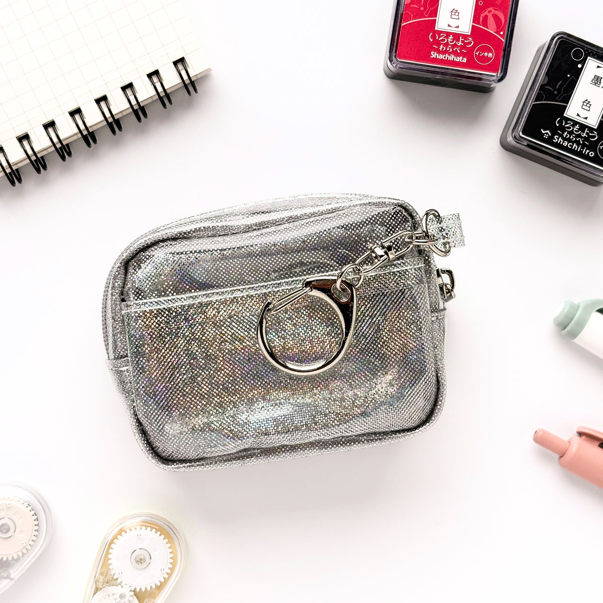 Delfonics / Mini Utility Pouch Keychain - Glitter (Gray)