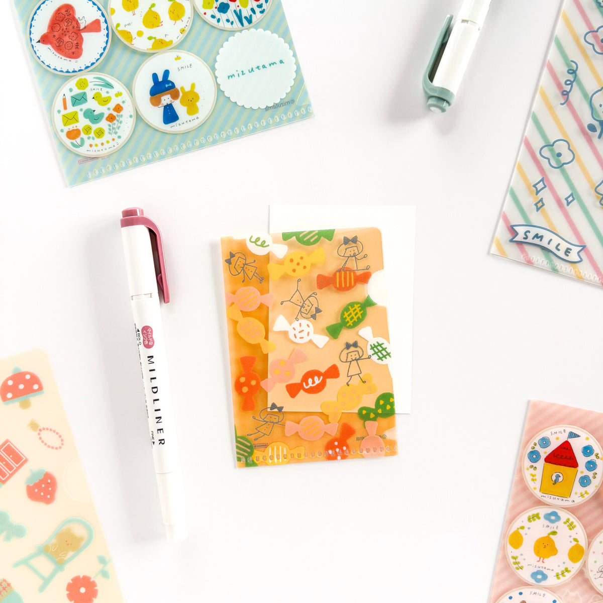 mizutama x サンスター文具 / クリアファイル３枚セット「pink & yellow」