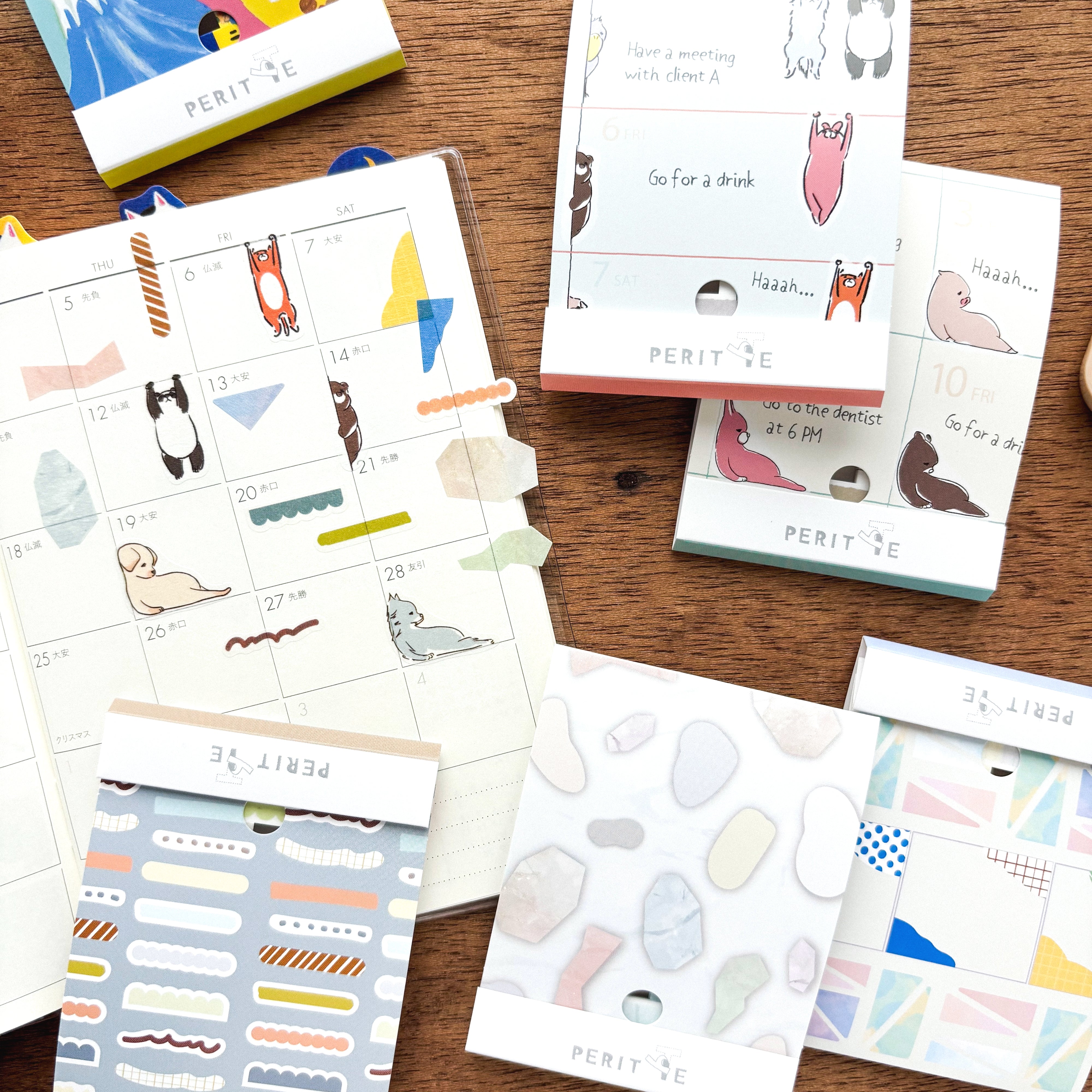 Sheet Peritte Masking Tape Stickers - Hanging & Peeking
