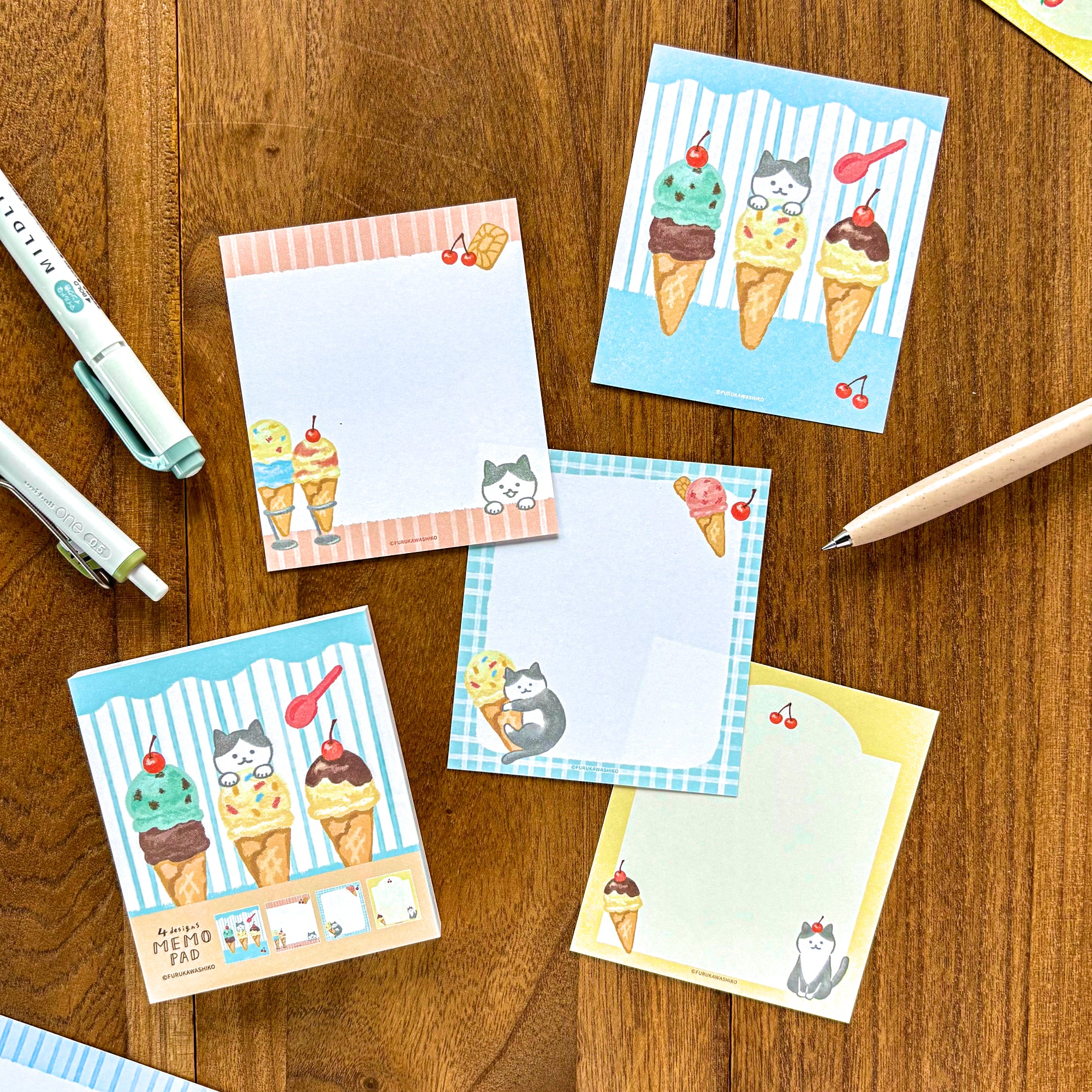 Summer Limited / Memo Pad - Cat and Ice Cream