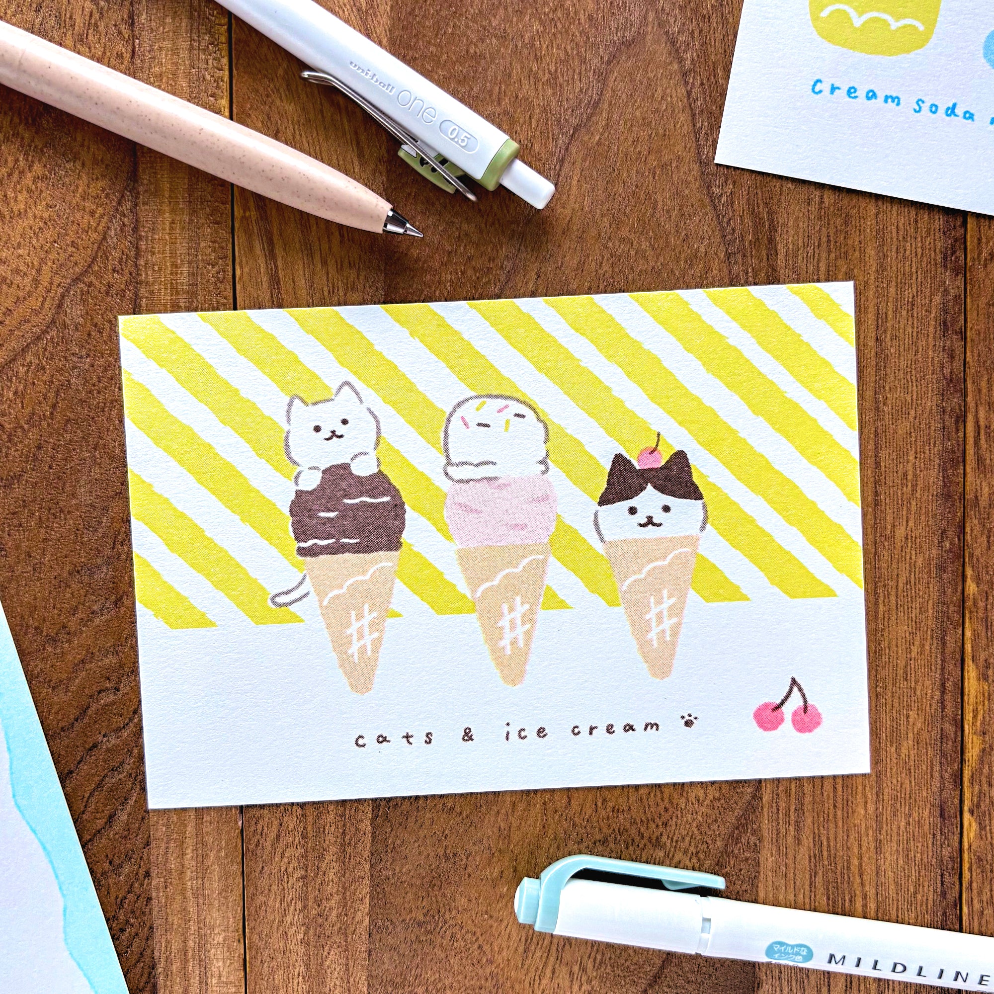 Summer Limited / Postcard - Ice Cream and Cat