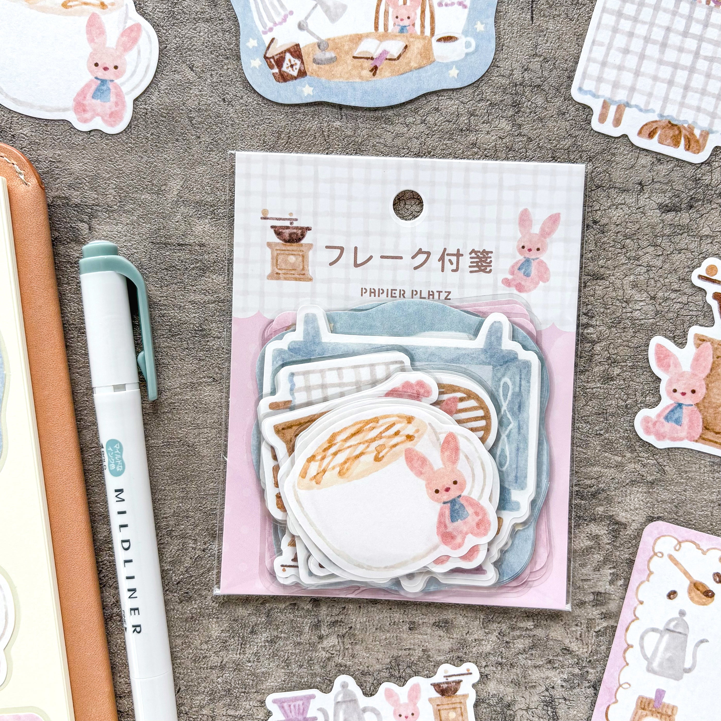 なかうちわか / フレーク付箋「うさぎさんと珈琲」