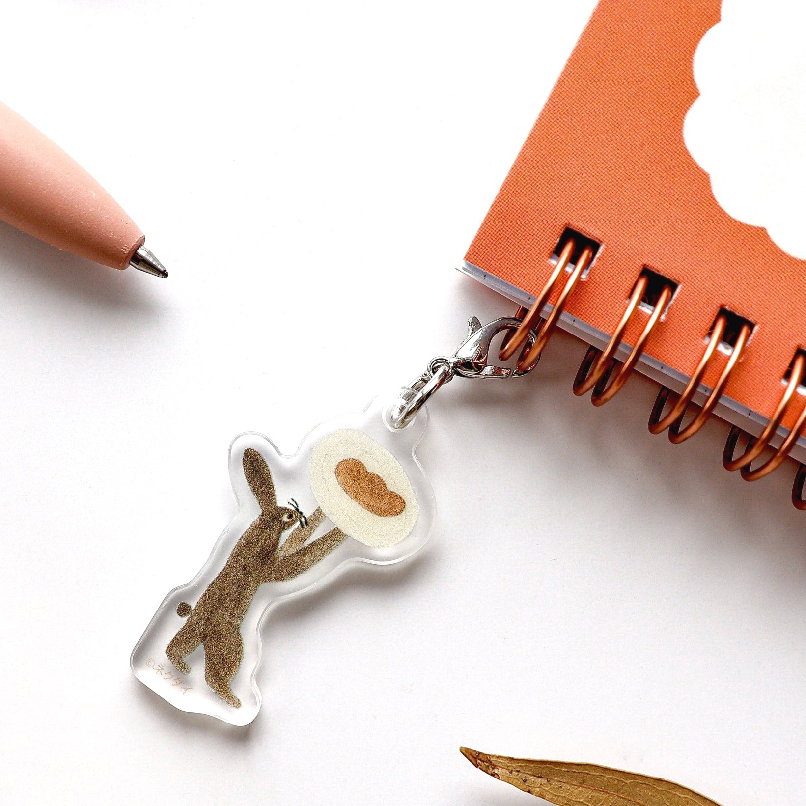 Necktie / Handy Square Notebook with Acrylic Charm