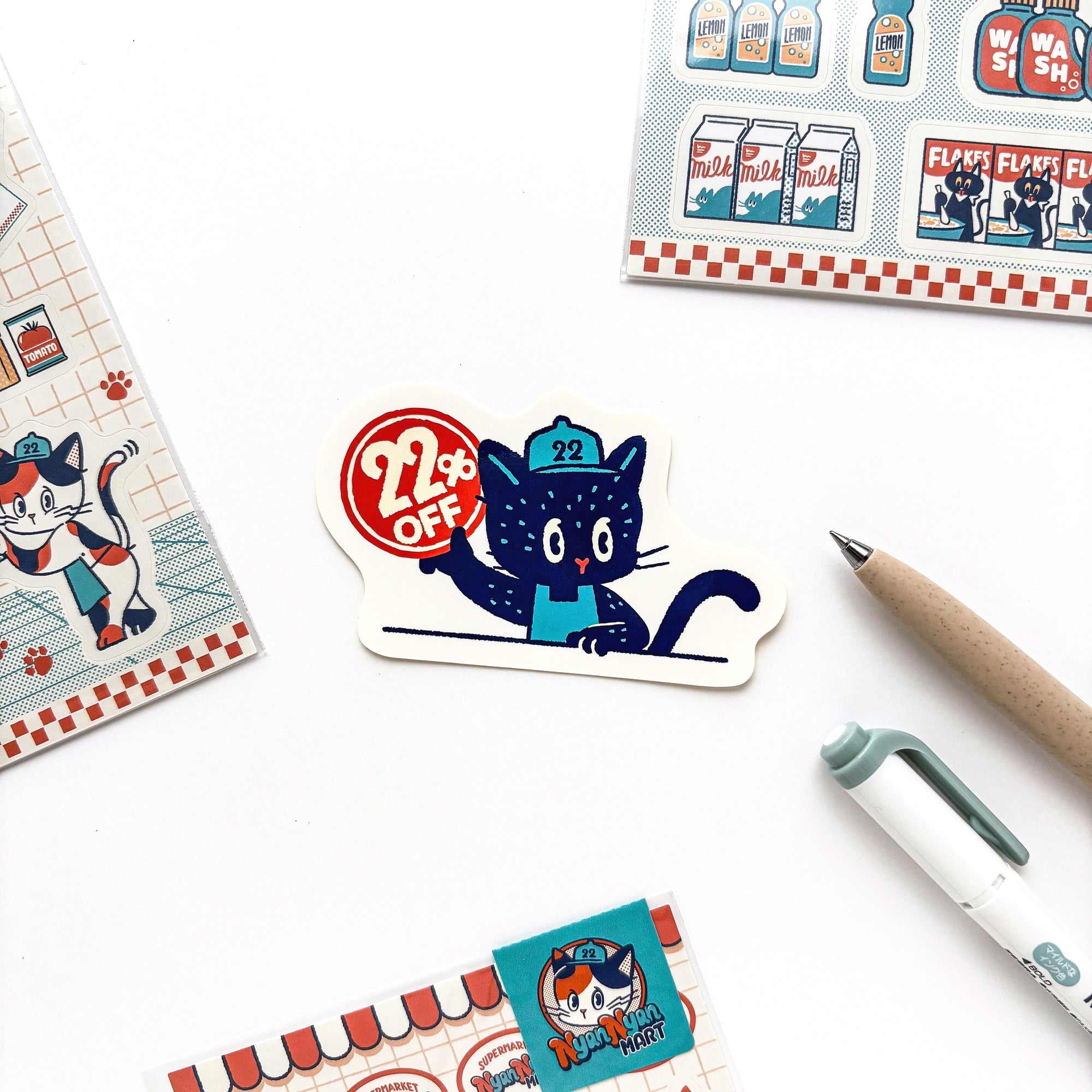 オビワン / ステッカー「NyanNyan MART - 22% OFF -」