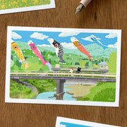 たびねこポストカード「春・空の魚」