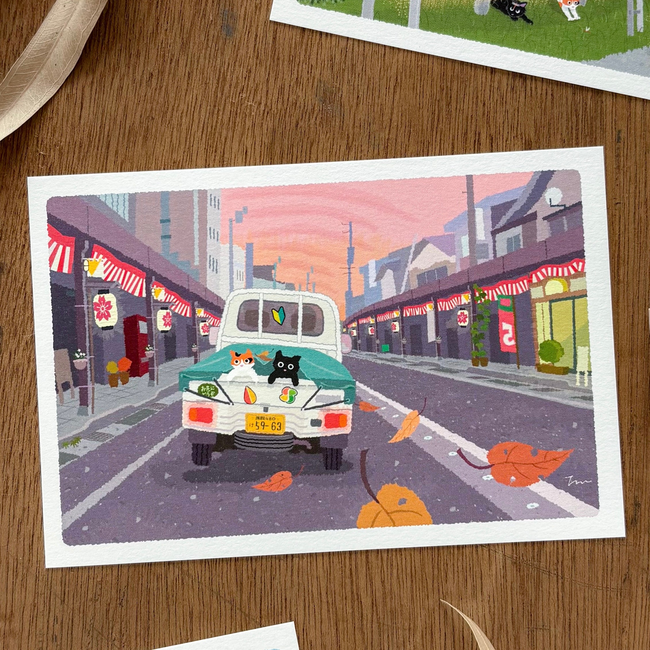 たびねこポストカード「秋・秋祭りの夕暮れ」