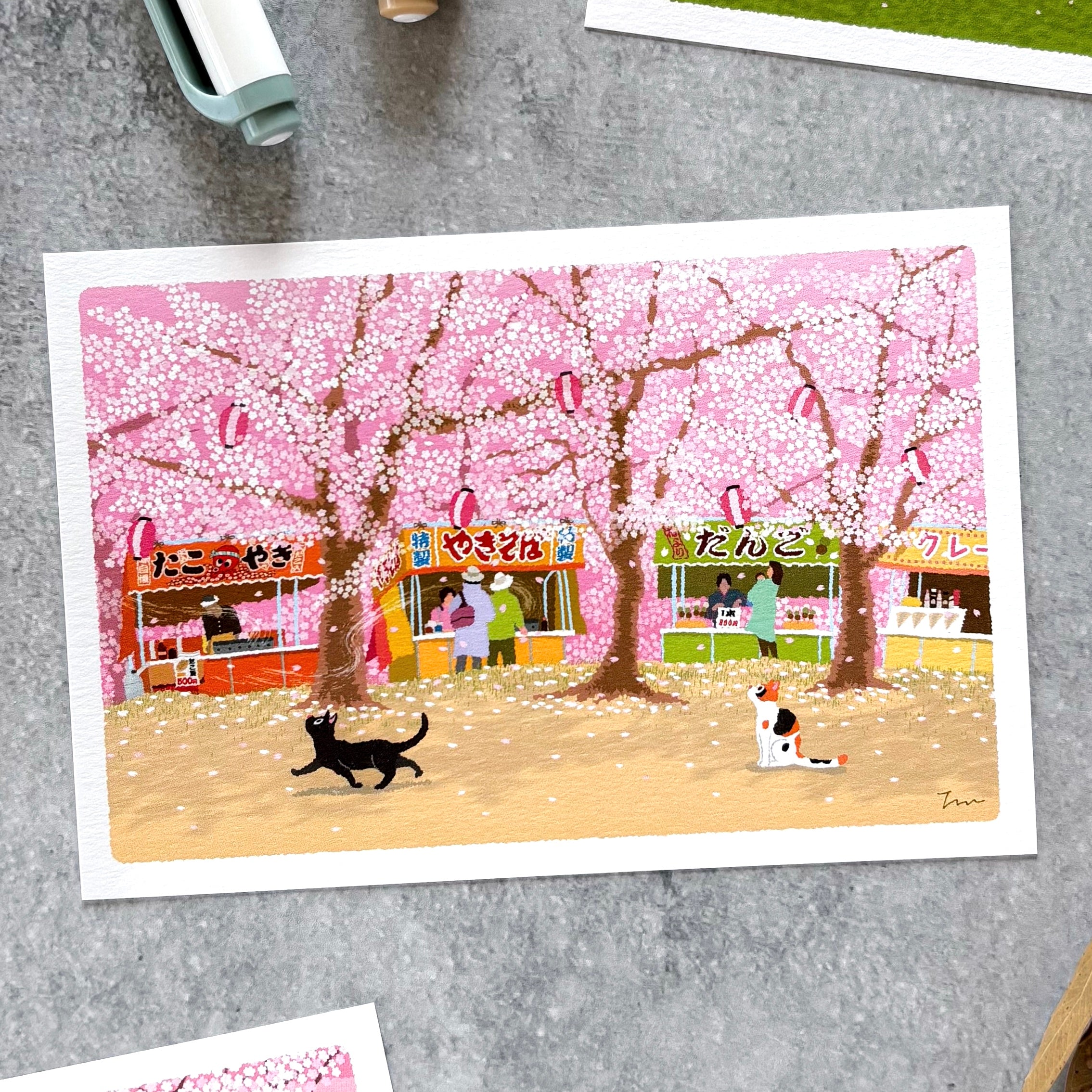 たびねこポストカード「春・桜まつり」
