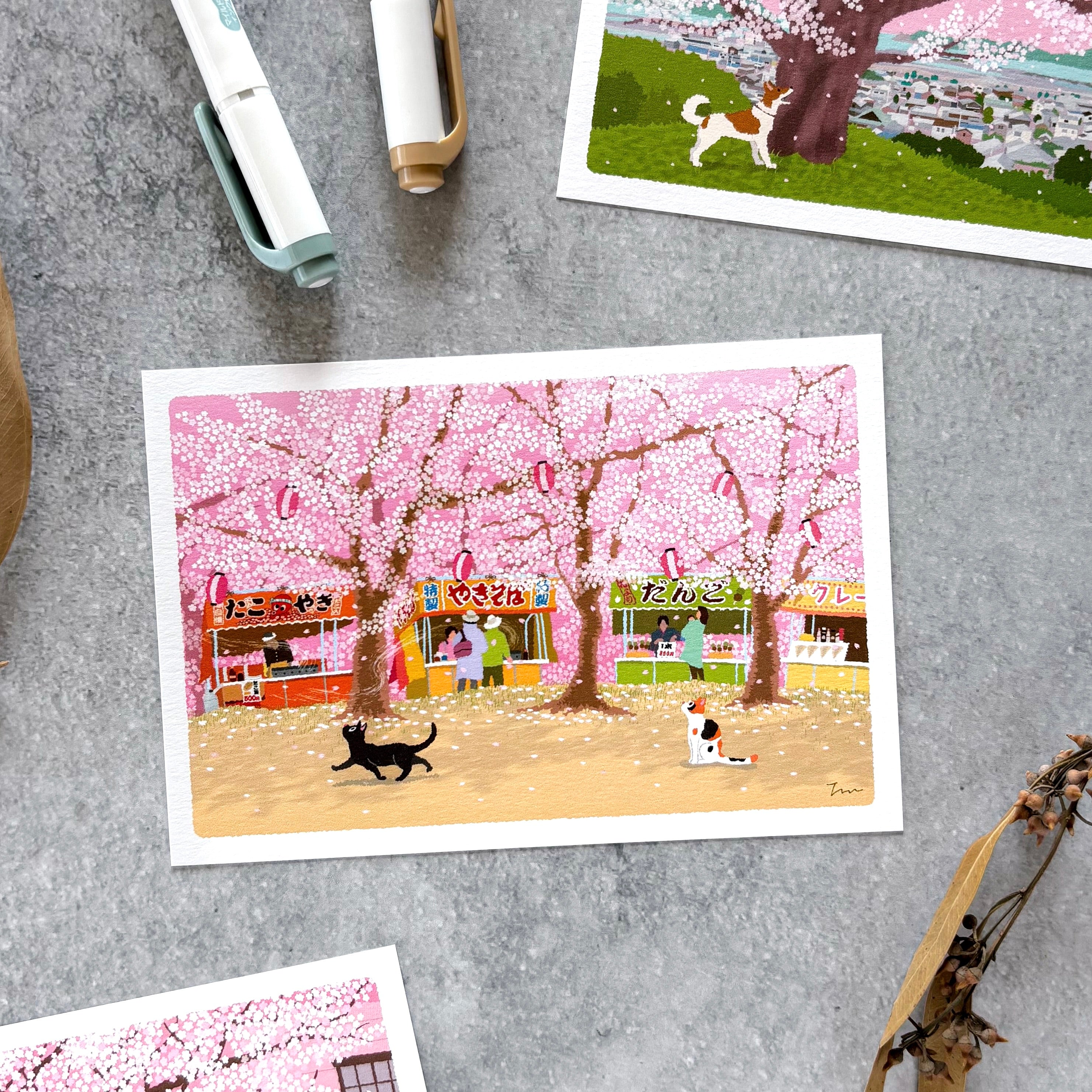 たびねこポストカード「春・桜まつり」