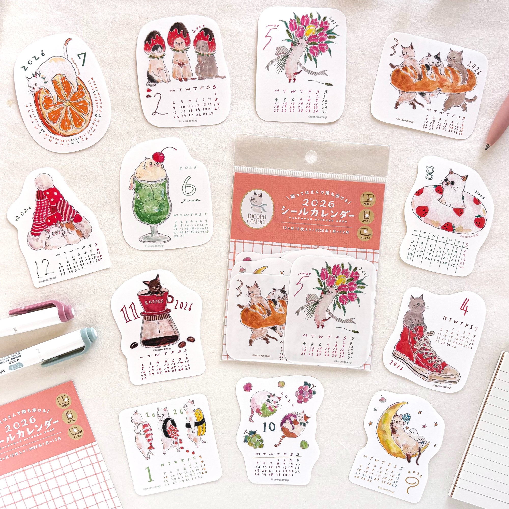 [SALE] Tocorocomugi / 2026 Calendar Sticker Set