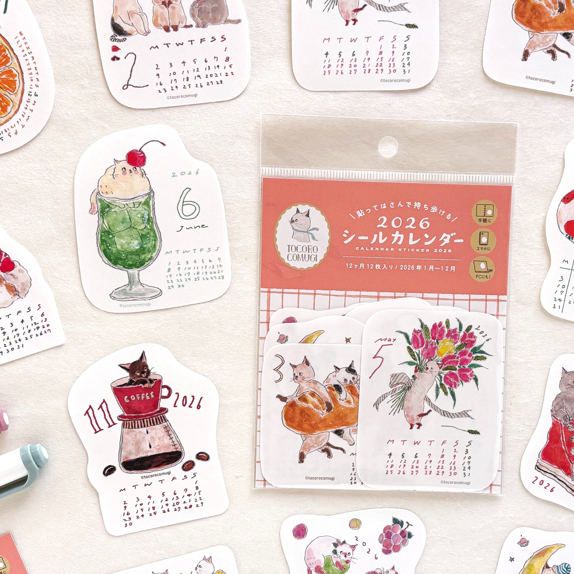 [SALE] Tocorocomugi / 2026 Calendar Sticker Set