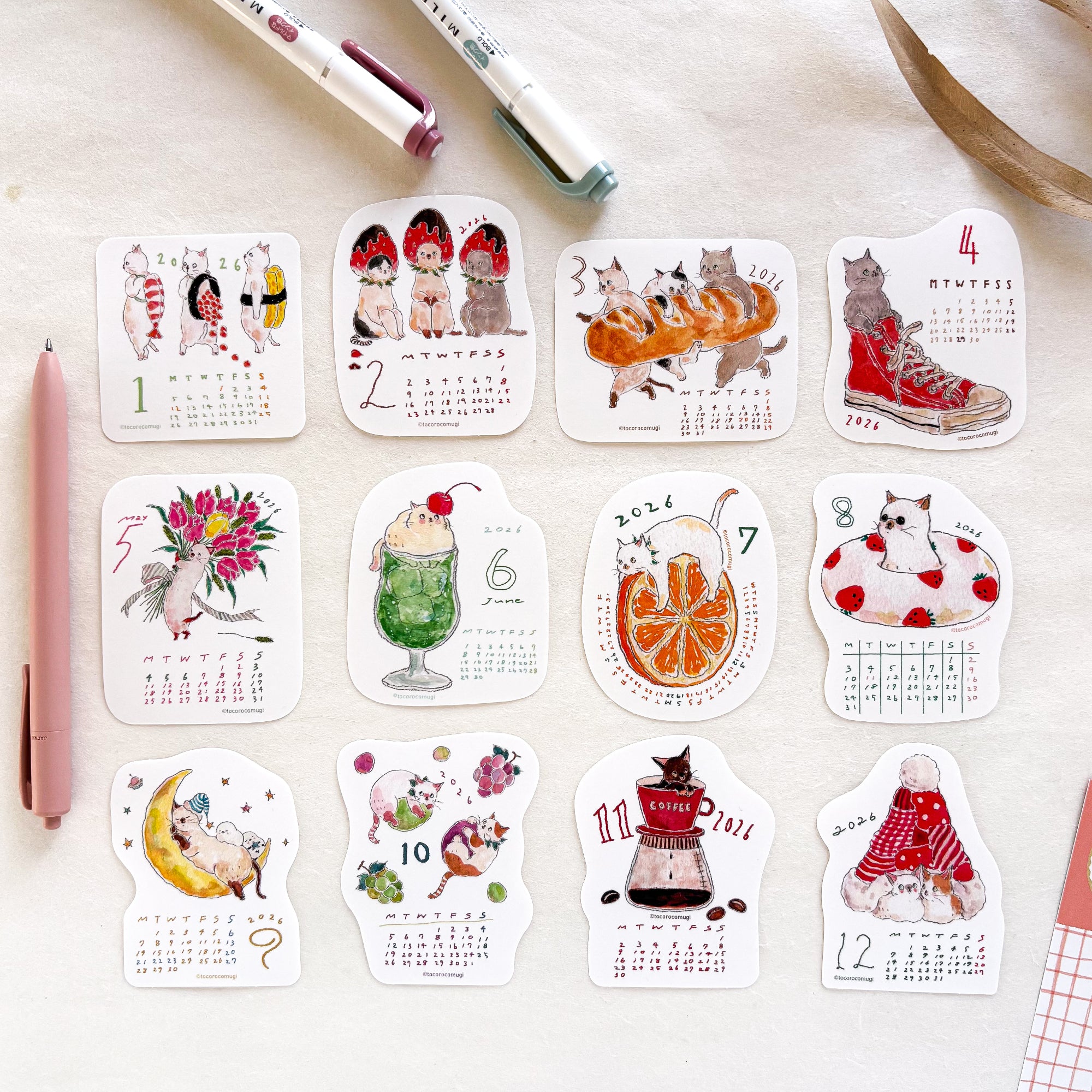 [SALE] Tocorocomugi / 2026 Calendar Sticker Set