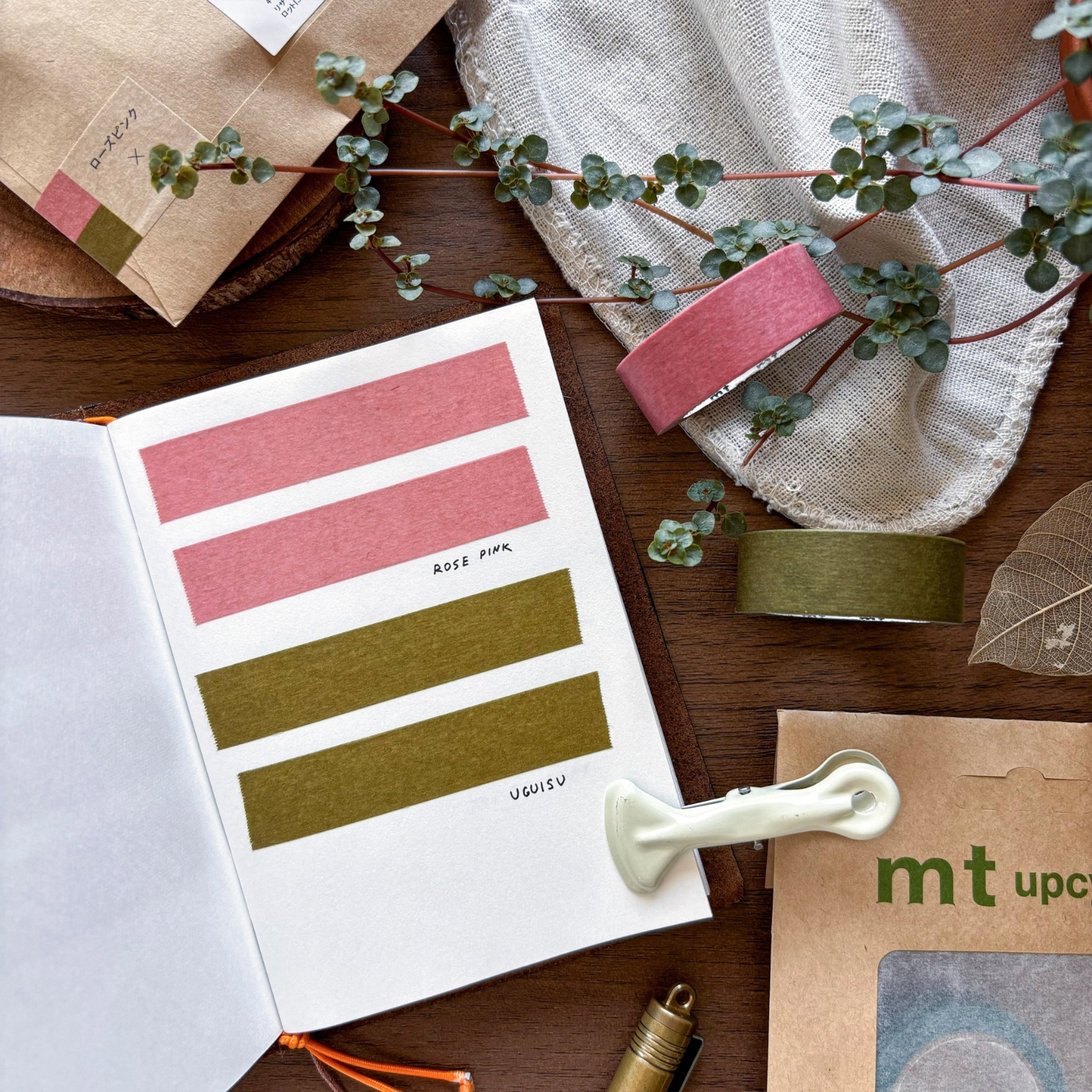 mt / Upcycle Washi Tape Set - Rose Pink x Uguisu