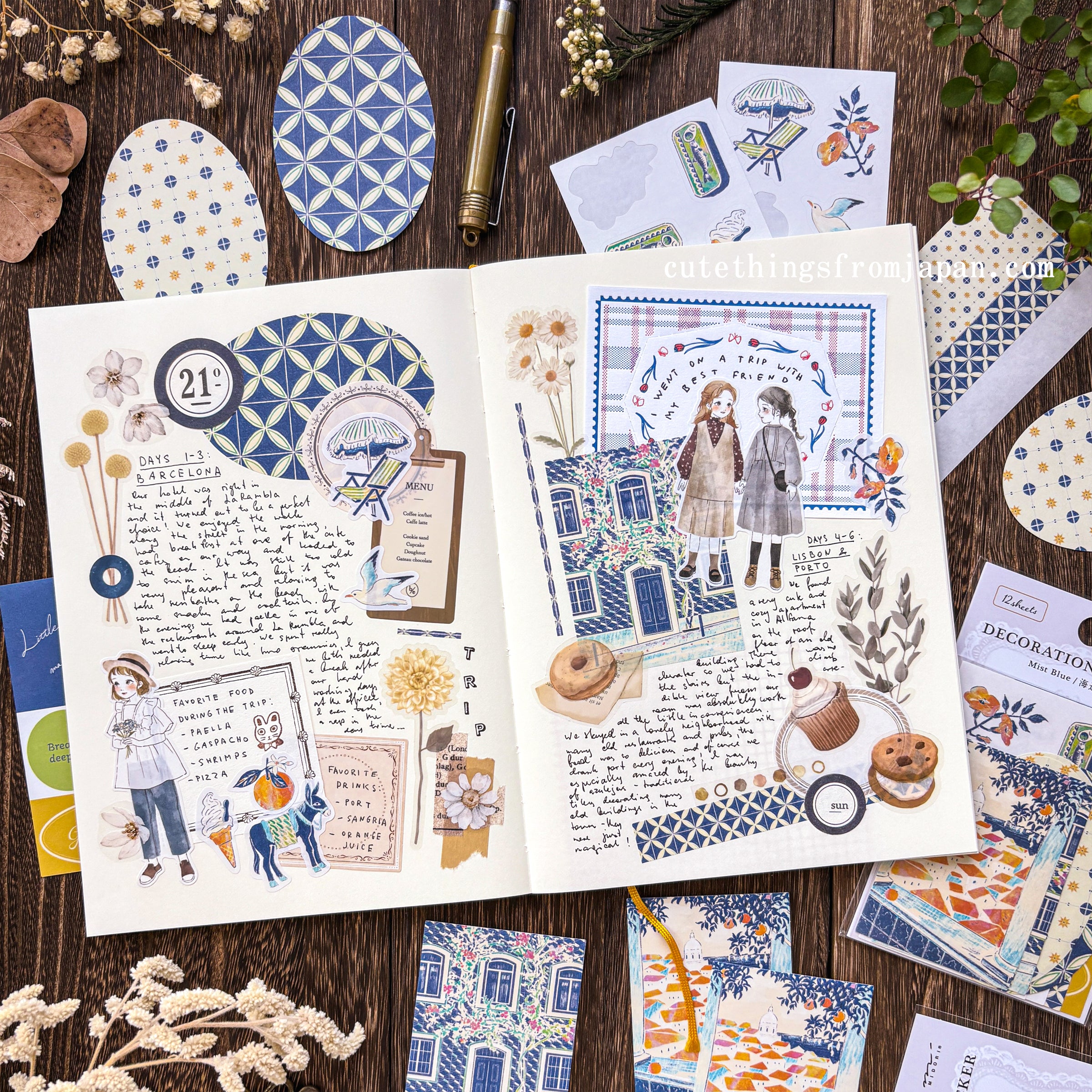 Yuka Takamaru Collage Stickers Set - Light Blue